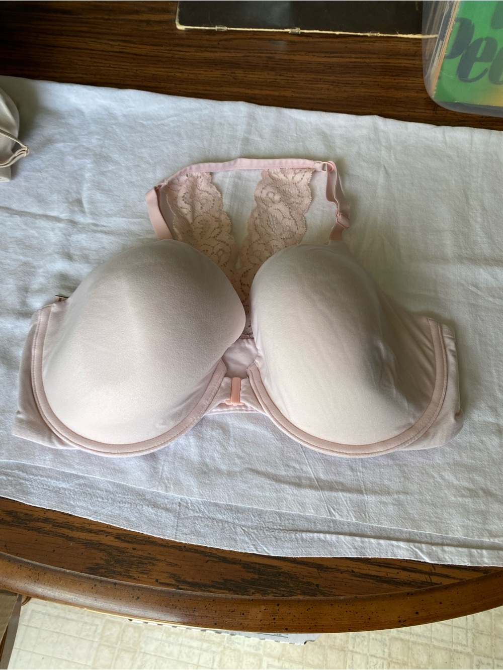 Victoria's Secret Light Pink Lace Racerback Bra 36DD